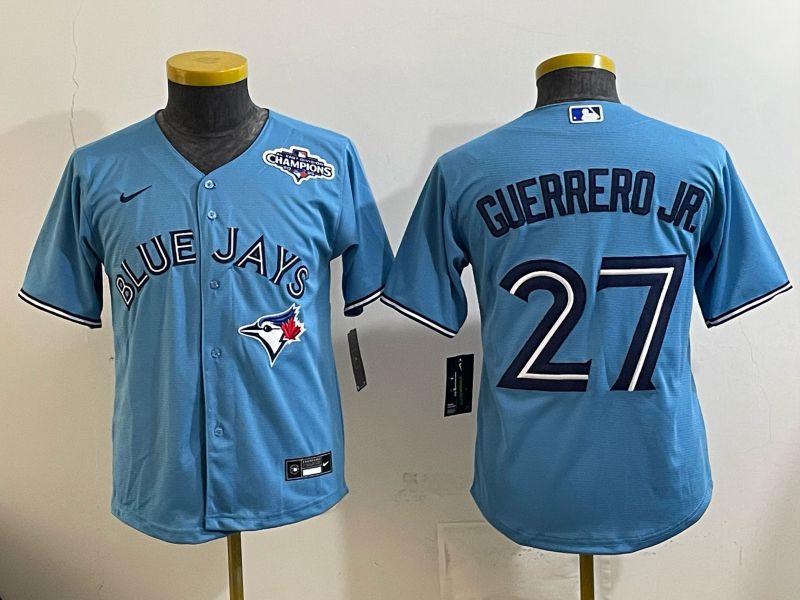 Youth 2025 Nike Toronto Blue Jays #27 Guerrero jr Light Blue Game MLB Jersey 02